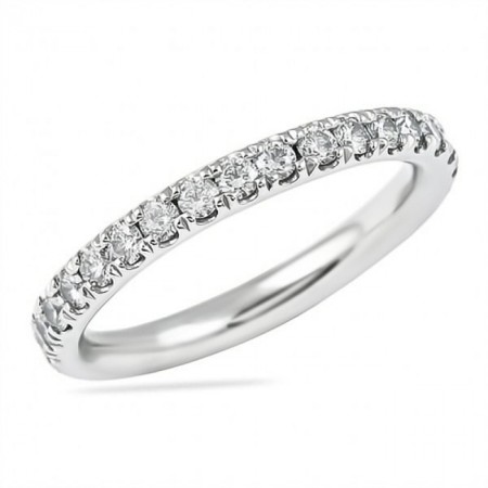 .75 carat Round Diamond Platinum Pave Wedding Band angle