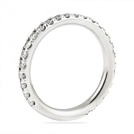 .75 carat Round Diamond Platinum Pave Wedding Band angle