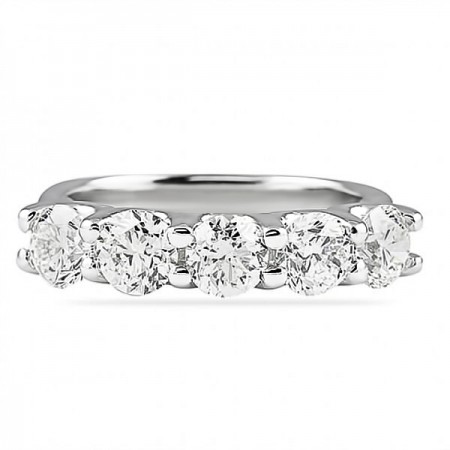 2.4 carat Round Diamond Platinum Five-Stone U-Shape Band flat