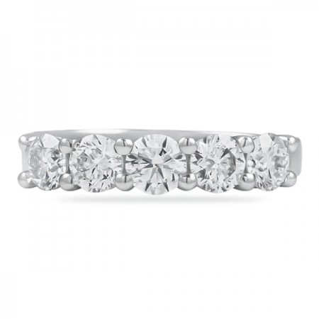 1.35ct Round Diamond 5-Stone Wedding Band Ring flat