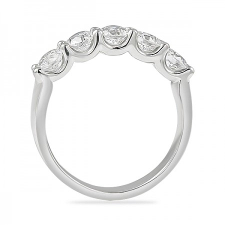 1.65ct Round Diamond Five Stone U-Shape Wedding Band flat