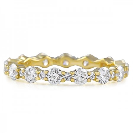 1.36 Carat Alternating Size Round Diamond Shared Prong Eternity Band wg