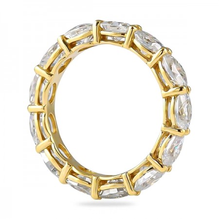 Moissanite East-West Oval Cut Yellow Gold Eternity Band flat
