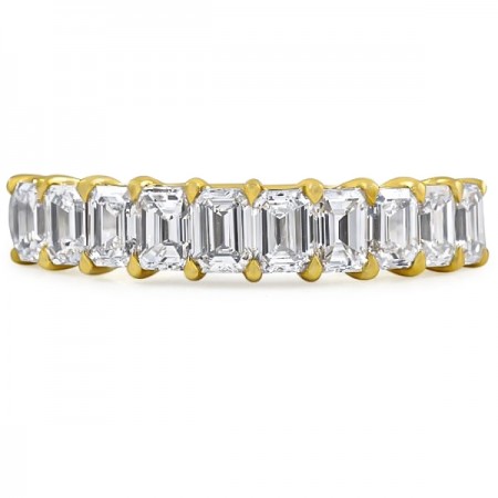 Half Way Emerald-Cut Diamond Wedding Band yg