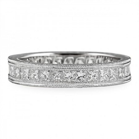 1.51 Carat Princess Cut Vintage Style Eternity Band flat