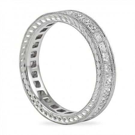 1.51 Carat Princess Cut Vintage Style Eternity Band flat