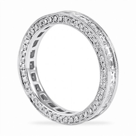1.75 carat Round and Baguette Diamind Multi-Row Eternity Band flat