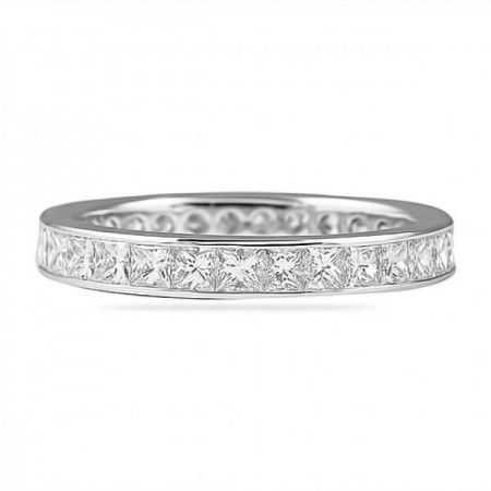 2 carat Princess Cut Channel Set Eternity Band flat