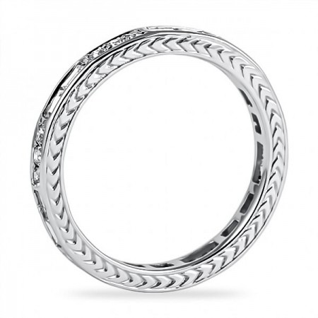 0.80 Carat Baguette And Round Diamond Channel Set Band flat