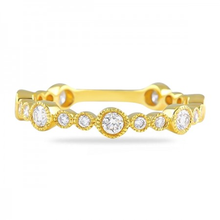 0.45ct Round Diamond Bezel Set Wedding Band wg