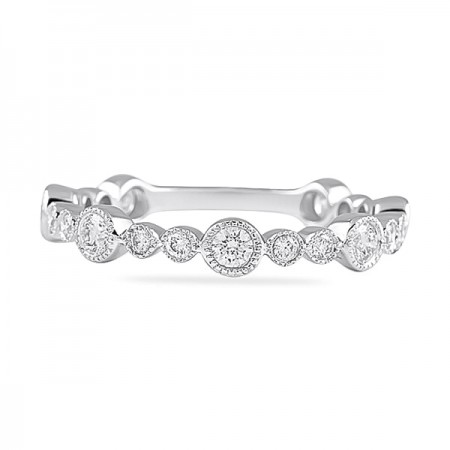 0.45ct Round Diamond Bezel Set Wedding Band wg
