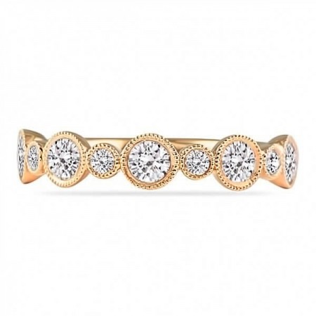 0.90 Carat Bezel Set Round Diamond Rose Gold Wedding Band flat