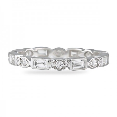 .50ct Baguette And Round Diamond Bezel Set Eternity Band flat