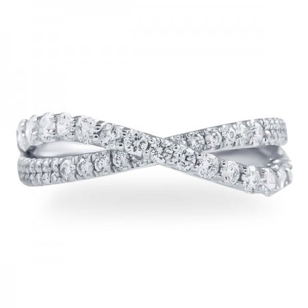 Pave & Prong Set Diamond Criss-Cross Band front