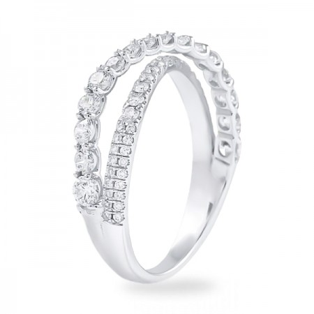 Pave & Prong Set Diamond Criss-Cross Band front
