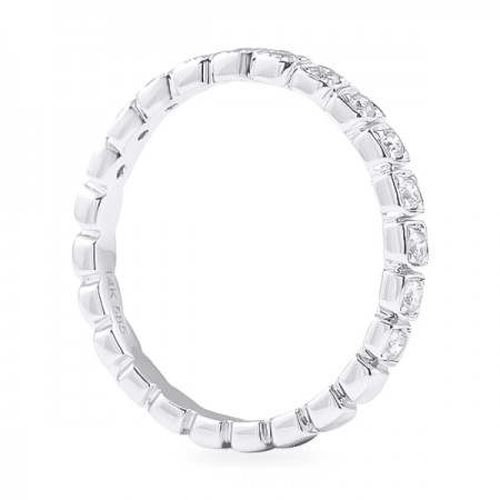 Round Diamond in Square Bezel Wedding Band flat