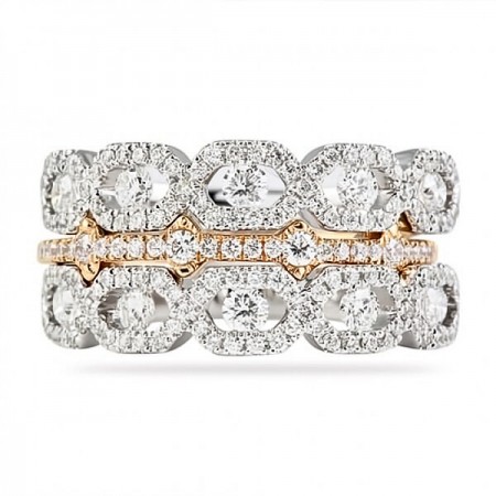 1.00 carat TW White and Rose Gold Wedding Band Set