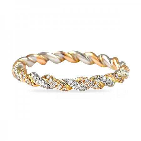 Diamond Two-Tone 14k Gold Braided Eternity Band flat