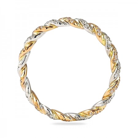 Diamond Two-Tone 14k Gold Braided Eternity Band flat