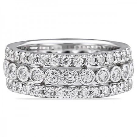 2.1ct Diamond Bezel and Pave Set Eternity Band flat