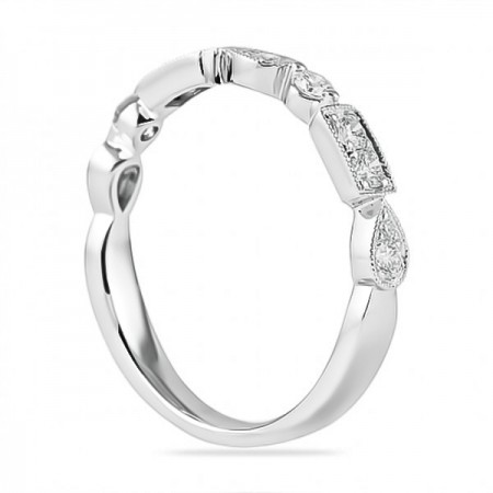 .35 ct Round Diamond White Gold Bezel Set Wedding Band angle