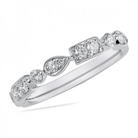 .35 ct Round Diamond White Gold Bezel Set Wedding Band angle