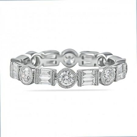 1.00 ct Round and Baguette Diamond Vintage Band flat