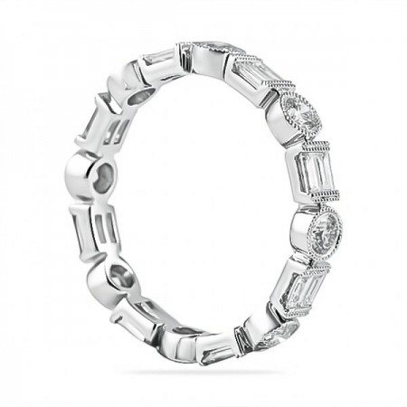1.00 ct Round and Baguette Diamond Vintage Band flat