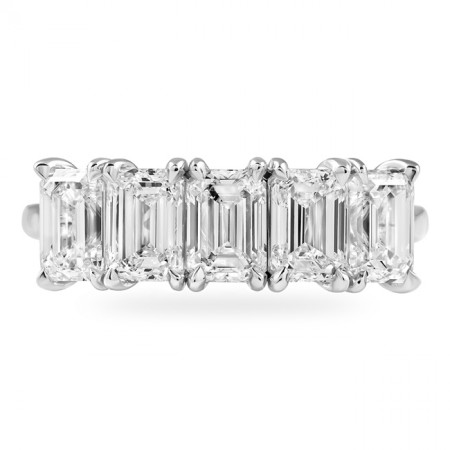 2.60ct Emerald Cut Lab Diamond 5-Stone Floating Band flat