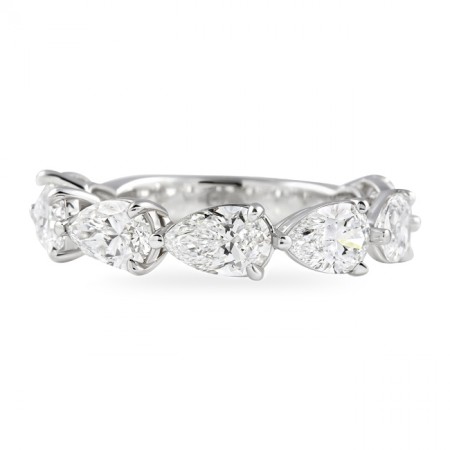 2.80ct Pear Shape Lab Diamond East-West Wedding Band flat