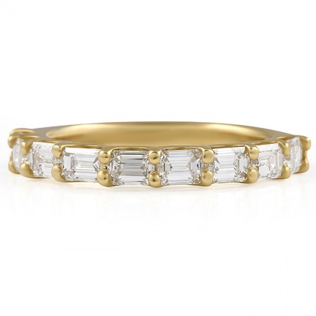 1.35 carat Emerald Cut East-West Halfway Band flat