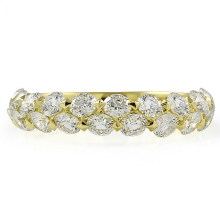Two-Row Domed Round Diamond Halfway Band yg