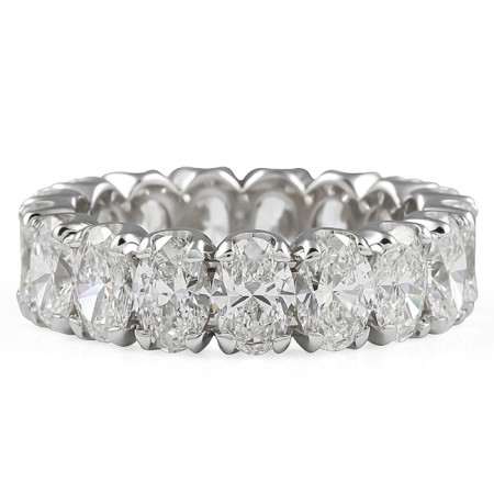 5.30 carat Oval Lab Diamond Four Prong Eternity Band flat