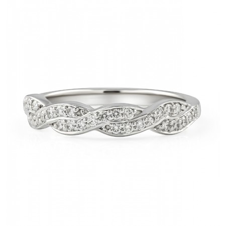 Braided Pave Halfway Band flat