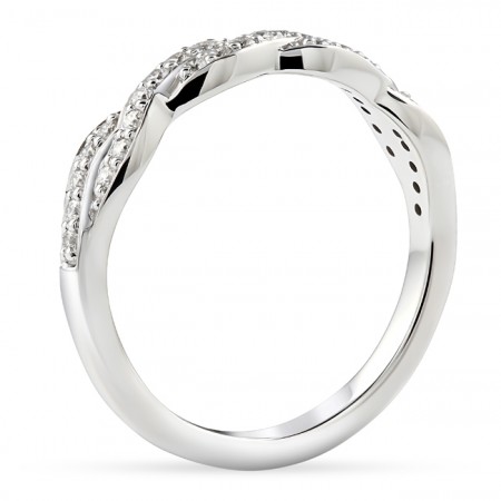 Braided Pave Halfway Band flat