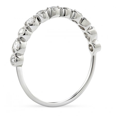 Alternating Pear and Round Diamond Bezel Halfway Band flat