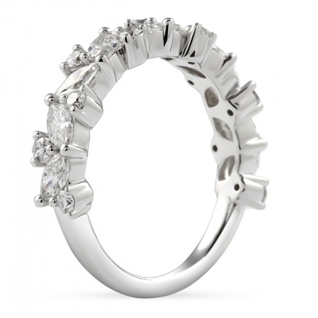 Angled Marquise and Round Diamond Halfway Band flat