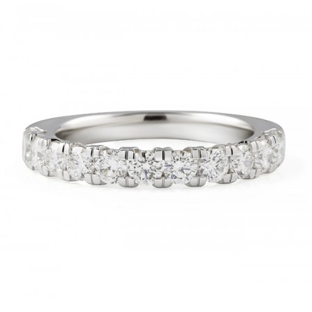 Round Diamond V-Shape Stem Pave Halfway Band flat