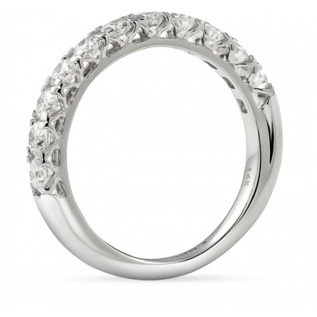Round Diamond V-Shape Stem Pave Halfway Band flat