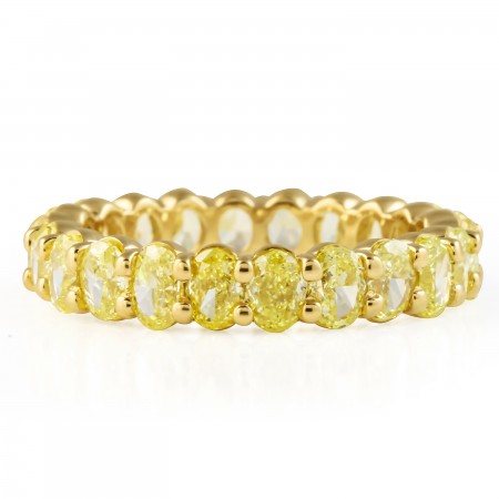 3.54 carat Oval Yellow Diamond Eternity Band flat