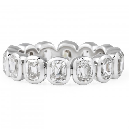 3.65 carat Antique Cushion Lab Diamond Bezel Eternity Band flat