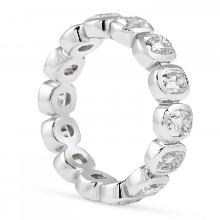 3.65 carat Antique Cushion Lab Diamond Bezel Eternity Band flat
