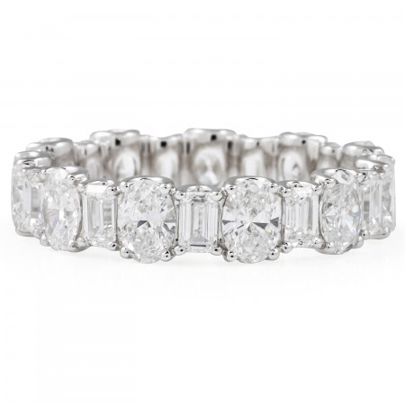 3.06 carat Alternating Oval & Emerald Lab Diamond Eternity Band flat