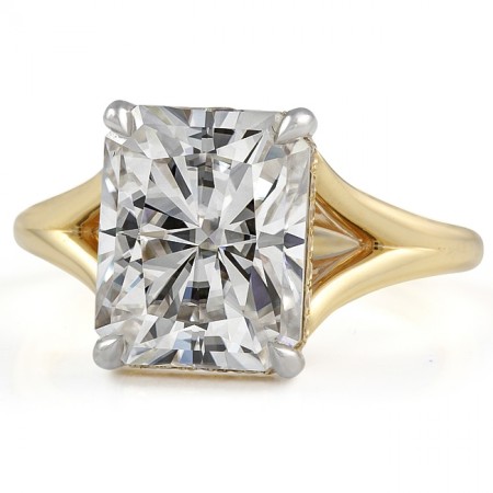 Radiant Cut Moissanite Split Band Engagement Ring