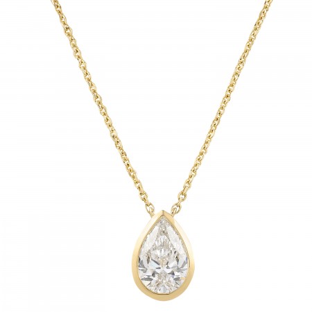 1.5 carat Pear Shape Lab Diamond Bezel Pendant yg