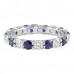 sapphire and diamond alternating shared prong eternity band
