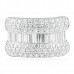 3.20 CT Round and Baguette Diamond Wide Wedding Band  front view white gold