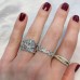 3.02 carat Emerald Cut Diamond Three-Stone Engagement Ring lifestyle fingers
