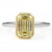 2.60 carat Yellow Emerald Cut Diamond Two-Tone Bezel Ring flat