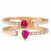 Pear Shape Ruby and Diamond Open Ring flat